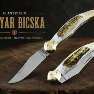 NN Knives Fejesgörbe nagy zsebkés - agancs markolat