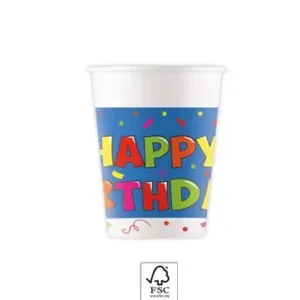 Happy Birthday Kokliko papír pohár 8 db-os 200 ml FSC