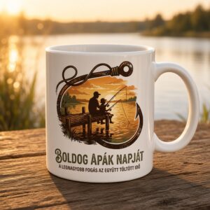 Kerámia Bögre – Boldog Apák Napját (horgász életstílus)